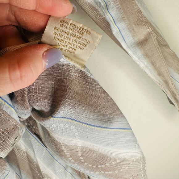 Scully Western Cantina Striped Multi-Bottom Pearl Snap Long Sleeve Top Small - Picture 7 of 8